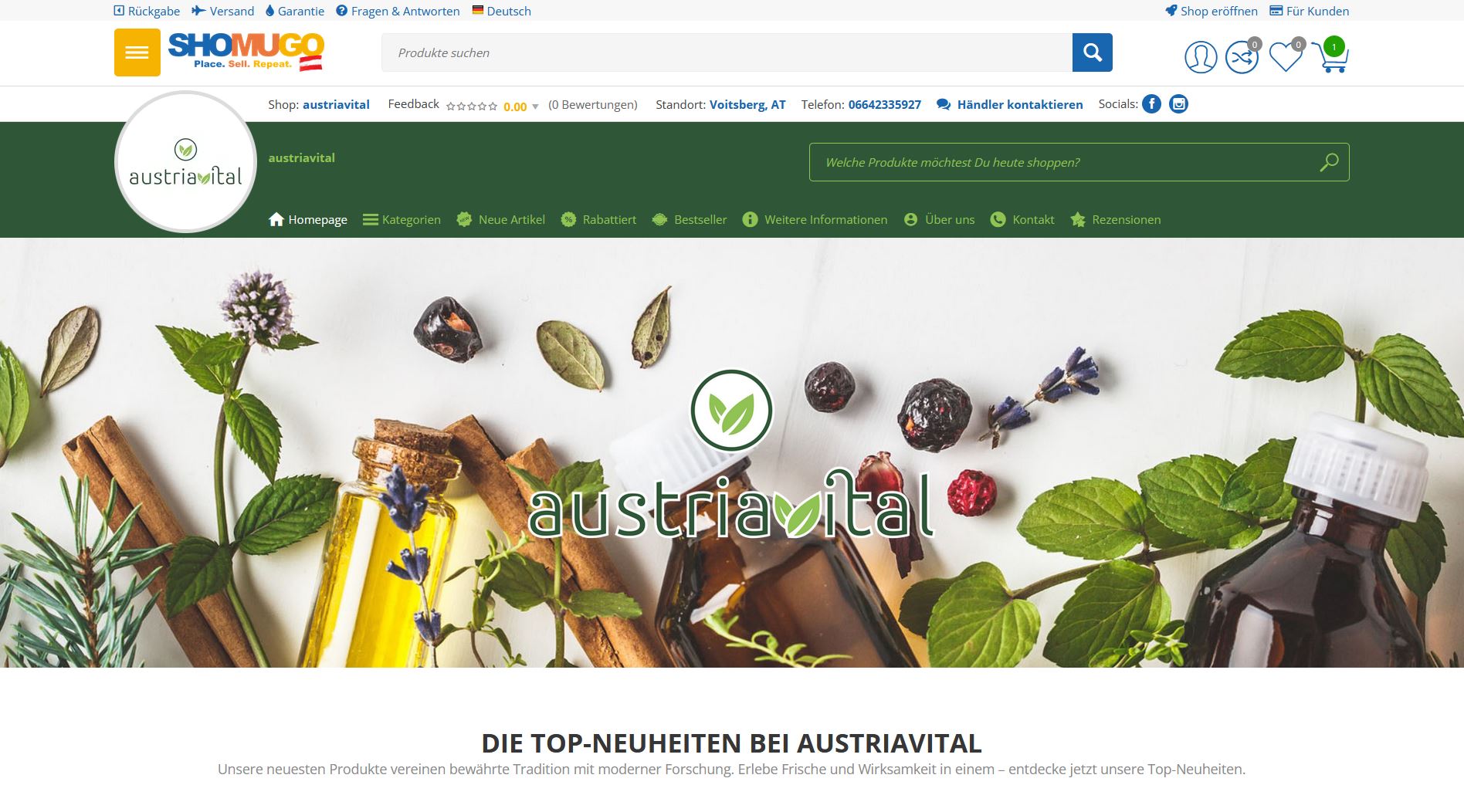 austriavital Online Shop auf SHOMUGO